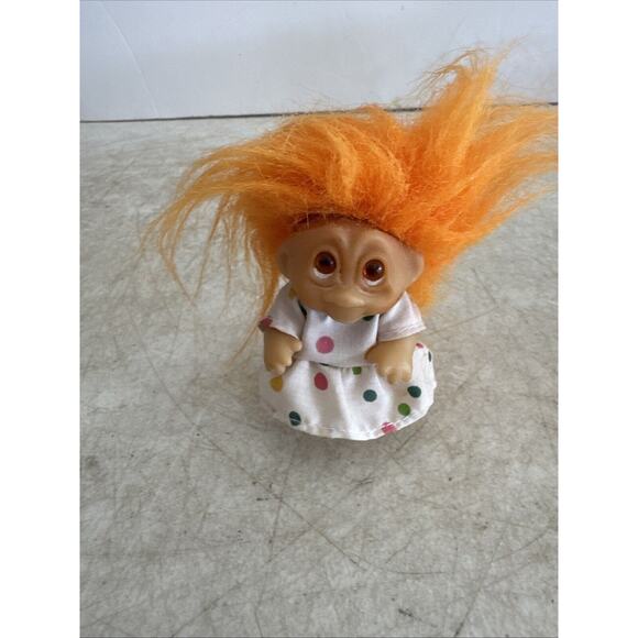 1986 Vintage Dam Troll doll with Orange Hair W/clothes - Picture 2 of 9